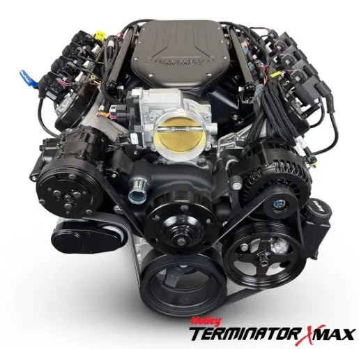 Gm Ls Compatible 376 C.I. Engine And Tkx Manual Transmission - 510 Horsepower - Standard Edition Builder Series - Black Pulley Kit - Holley Terminator X Efi System 1