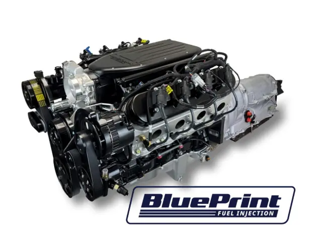 Gm Ls Compatible 376 C.I. Engine And Zf-8 Speed Automatic Transmission - 510 Horsepower - Standard Edition Builder Series - Blueprint Engines Calibrated Ecu - Black Pulley Kit 1