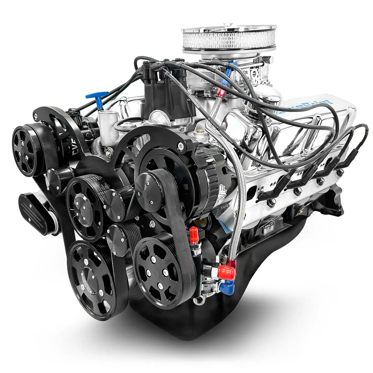 Ford Small Block Compatible 302 C.I. Engine - 361 Horsepower - Deluxe Dressed - Black Pulley Kit - Carbureted 1