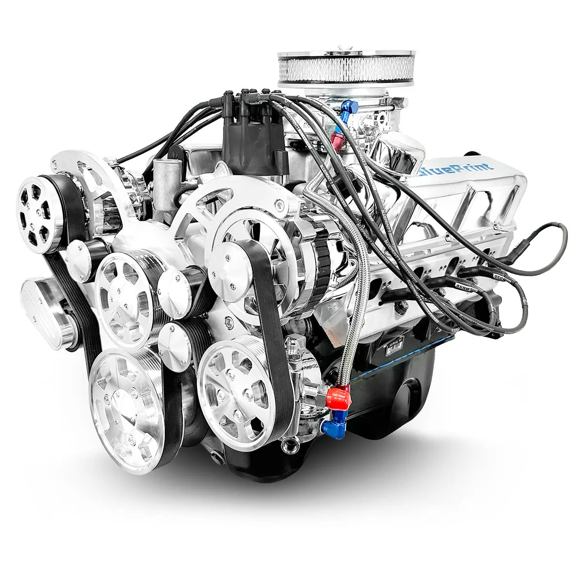 Ford Small Block Compatible 302 C.I. Engine - 361 Horsepower - Deluxe Dressed - Polished Pulley Kit - Rear Sump - Carbureted 1