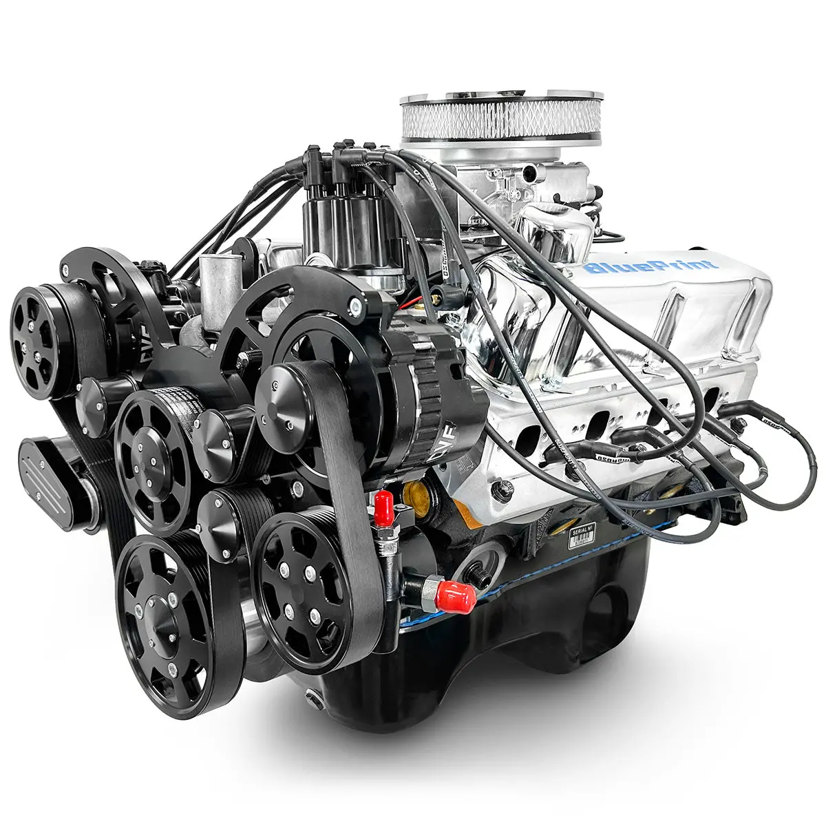 Ford Small Block Compatible 302 C.I. Engine - 361 Horsepower - Deluxe Dressed - Black Pulley Kit - Rear Sump - Fuel Injected 1