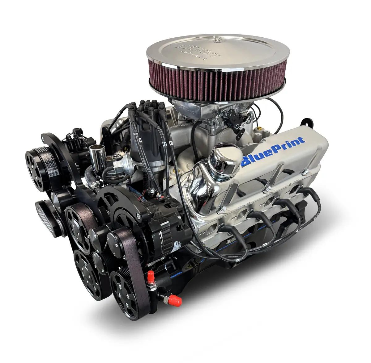 Ford Small Block Compatible 347 C.I. Engine - 415 Horsepower - Deluxe Dressed - Black Pulley Kit - Rear Sump - Fuel Injected 1