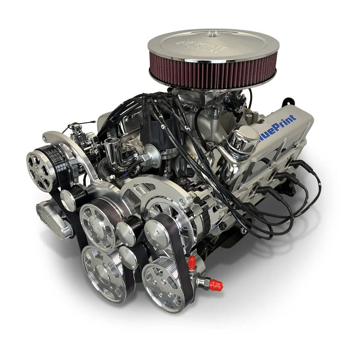 Ford Small Block Compatible 347 C.I. Engine - 415 Horsepower - Deluxe Dressed - Polished Pulley Kit - Rear Sump - Fuel Injected 1