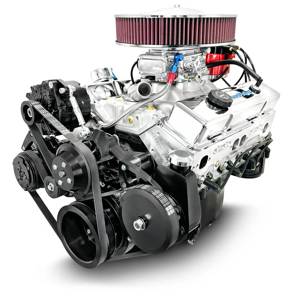 Gm Small Block Compatible 350 C.I. Engine - 341 Horsepower - Deluxe Dressed - Black Pulley Kit - Carbureted 1