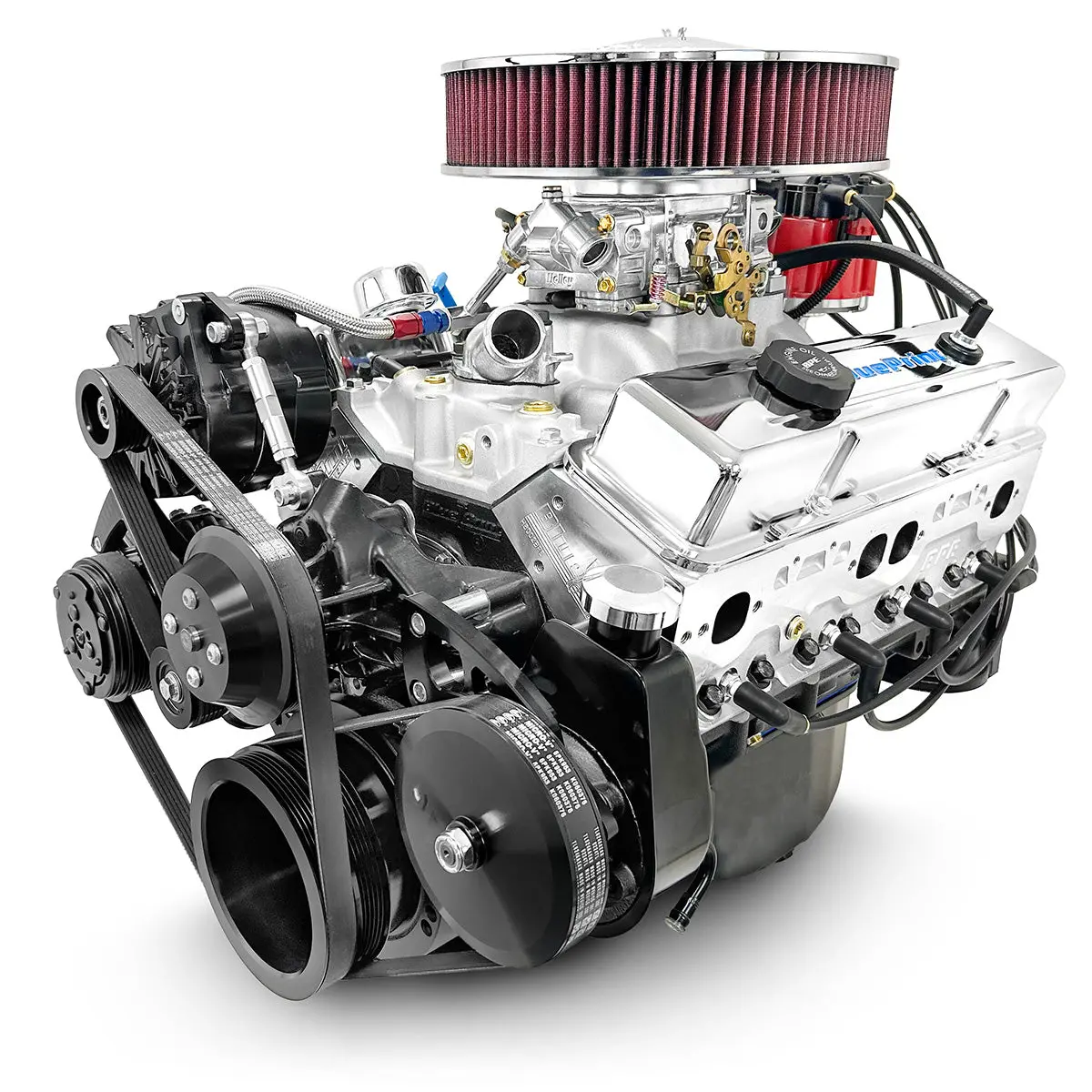 Gm Small Block Compatible 383 C.I. Engine - 436 Horsepower - Deluxe Dressed - Black Pulley Kit - Carbureted 1