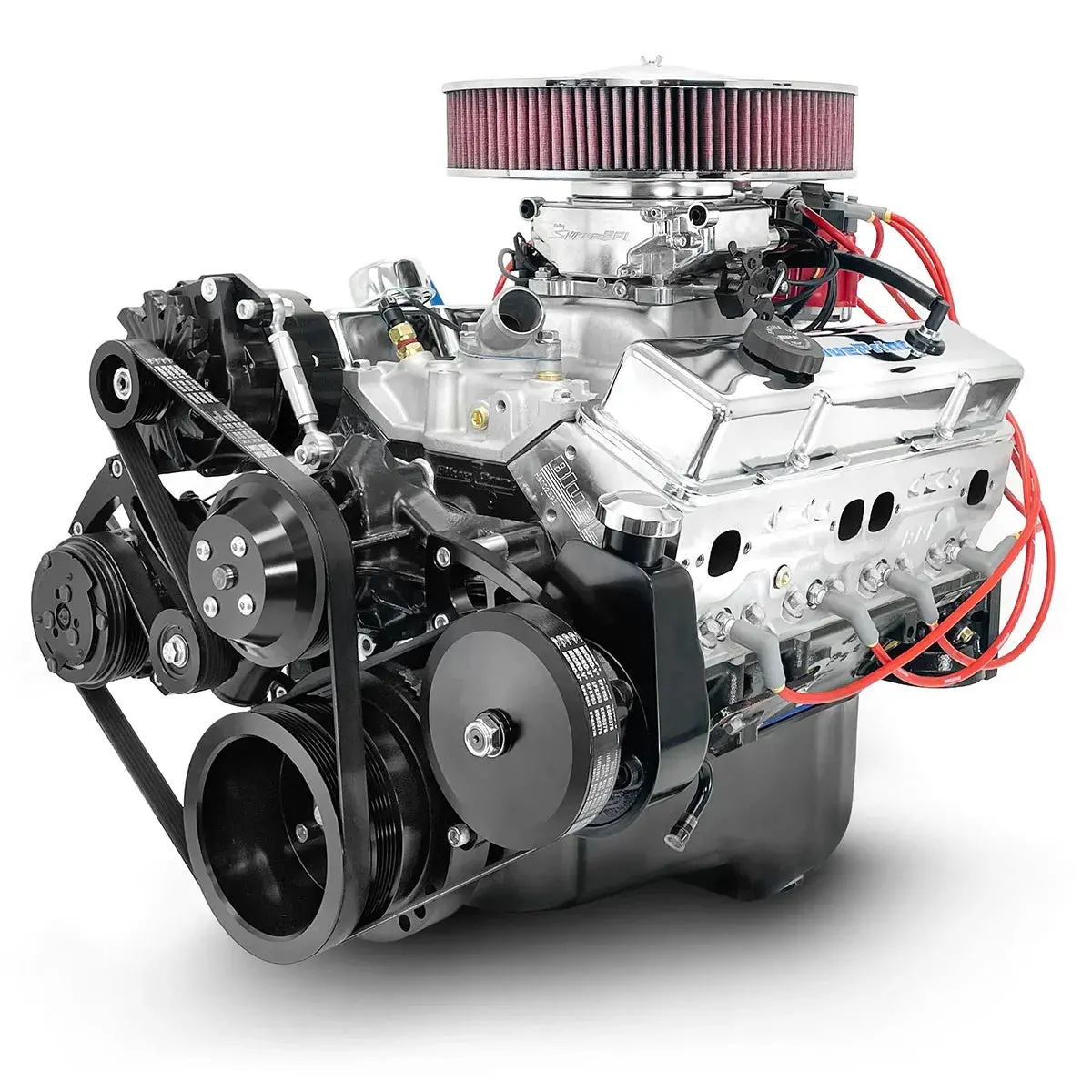 Gm Small Block Compatible 383 C.I. Engine - 436 Horsepower - Deluxe Dressed - Black Pulley Kit - Fuel Injected 1
