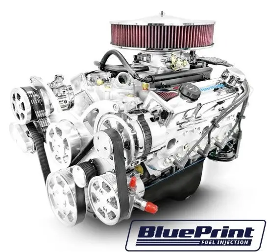 Gm Small Block Compatible 383 C.I. Engine - 436 Horsepower - Deluxe Dressed - Polished Pulley Kit - Blueprint Engines Calibrated Ecu 1