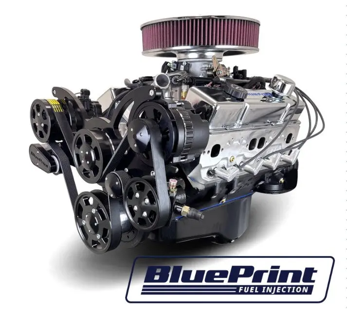 Gm Small Block Compatible 383 C.I. Engine - 436 Horsepower - Deluxe Dressed - Black Pulley Kit - Blueprint Engines Calibrated Ecu 1