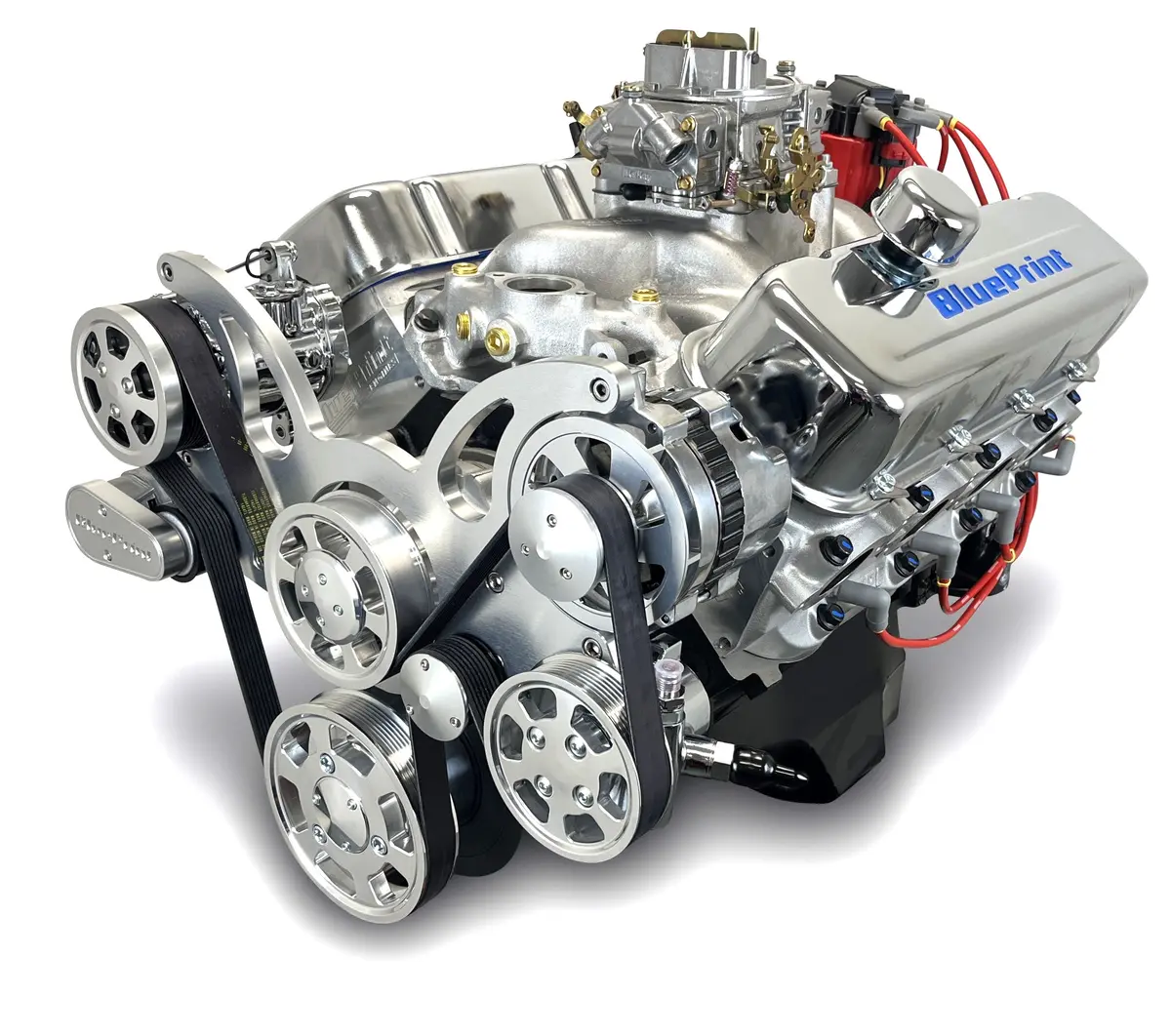 Gm Big Block Compatible 454 C.I. Engine - 460 Horsepower - Deluxe Dressed - Polished Pulley Kit - Carbureted 1