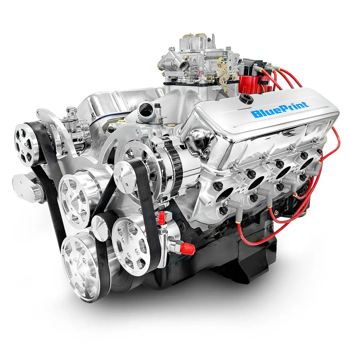 Gm Big Block Compatible 496 C.I. Engine - 600 Horsepower - Deluxe Dressed - Polished Pulley Kit - Carbureted 1