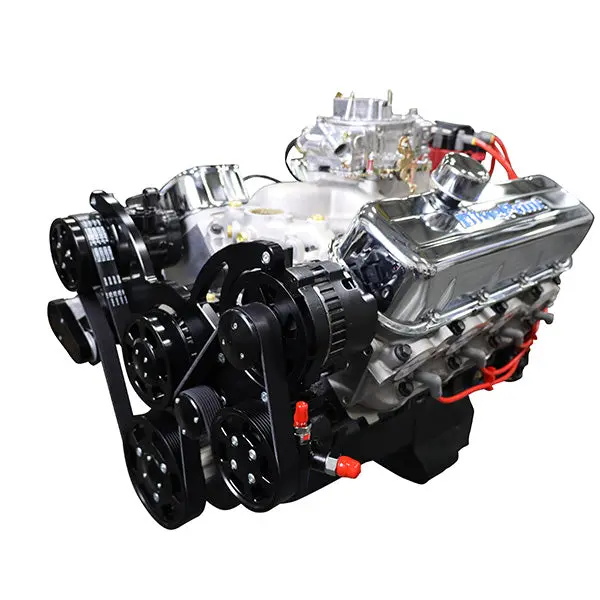 Gm Big Block Compatible 496 C.I. Engine - 600 Horsepower - Deluxe Dressed - Black Pulley Kit - Carbureted 1