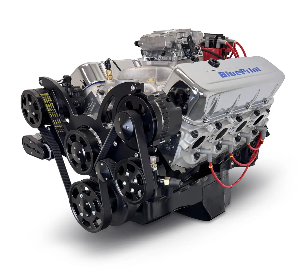 Gm Big Block Compatible 496 C.I. Engine - 600 Horsepower - Deluxe Dressed - Black Pulley Kit - Fuel Injected 1