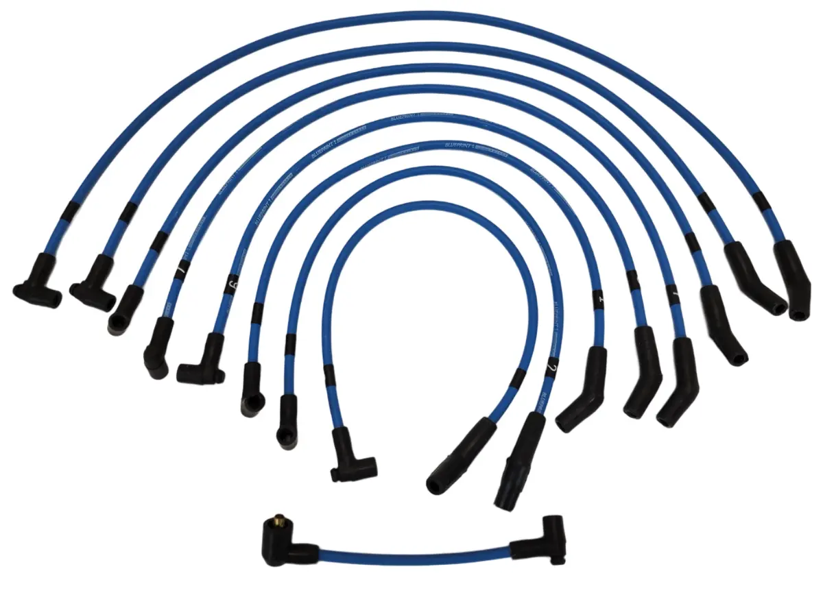 8.65Mm Classic Blueprint Blue- Assembled Spark Plug Wire Set - 135° Boots - Ford Sb Compatible 1