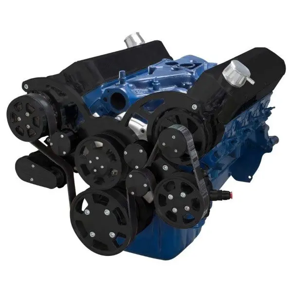 Ford 302 C.I. And 351 Windsor Sb Compatible Front Accessory Drive - Full Serpentine With Alternator | Ac | Power Steering | Water Pump | Brackets And Bolts 1