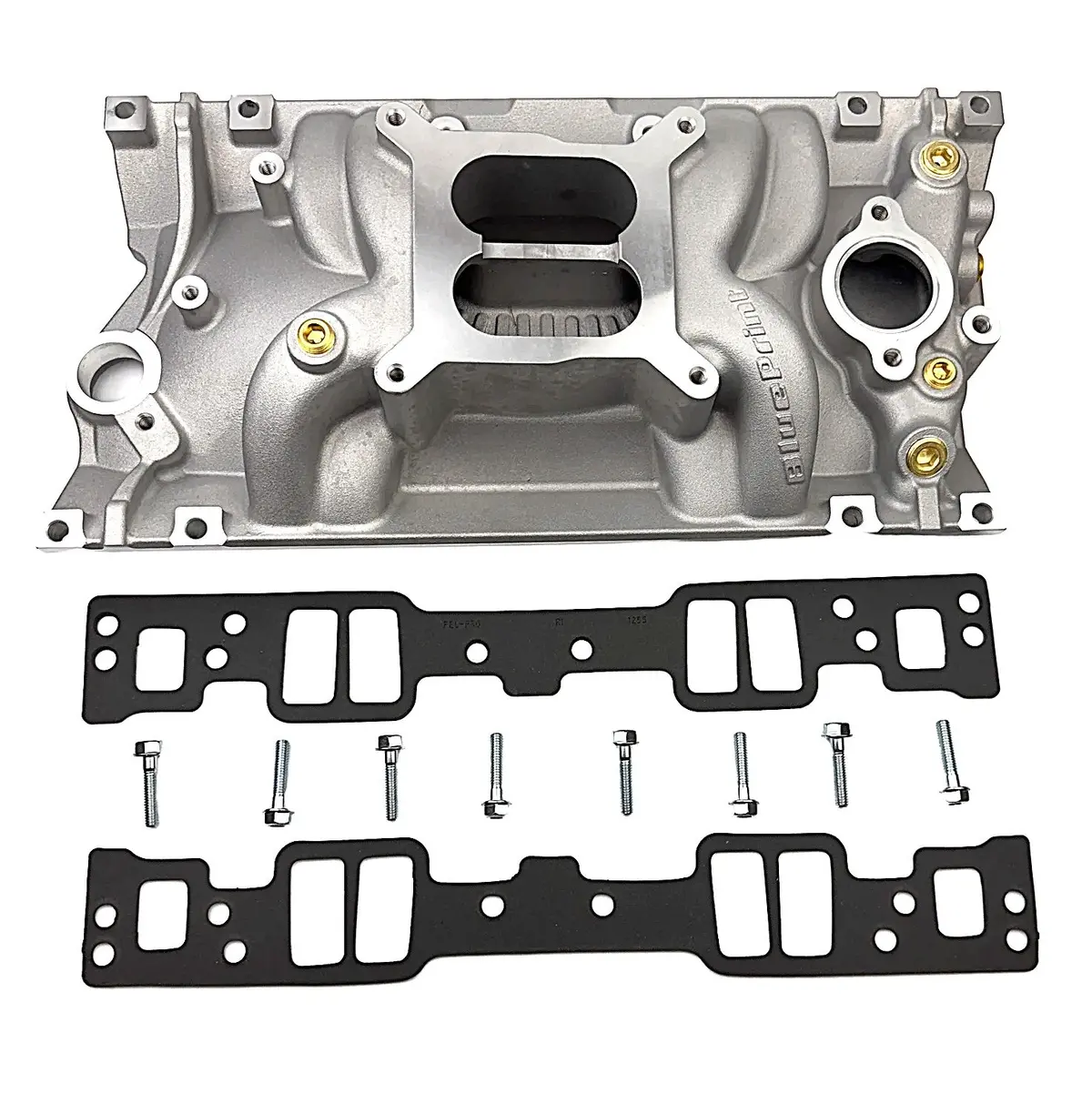 Dual Plane Aluminum Vortec Intake Manifold Kit - Square Bore - Gm Sb Compatible - Natural 1