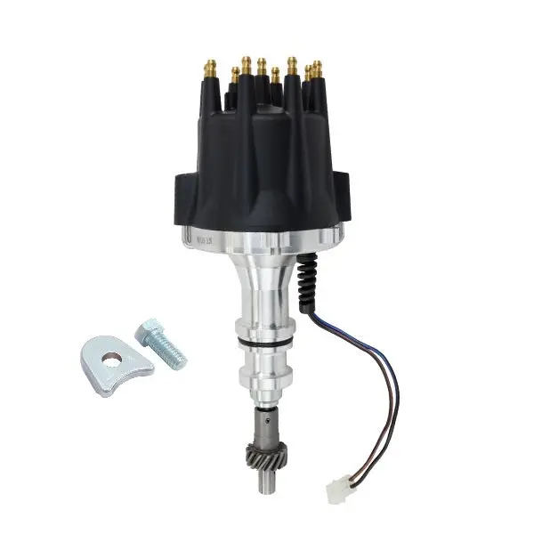 Ford 351 Windsor Sb Compatible Proseries 2-Wire Distributor - Black Cap 1