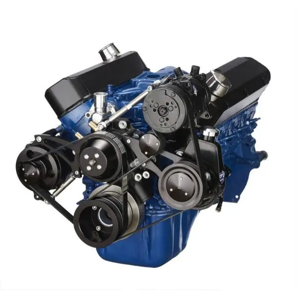 Ford 351 Windsor Sb Compatible Front Accessory Drive - Dual-Belt Quick Serpentine With Alternator | Ac | Power Steering | Water Pump | Brackets And Bolts 1