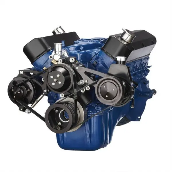 Ford 351 Windsor Sb Compatible Front Accessory Drive - Dual-Belt Quick Serpentine With Alternator | Power Steering | Water Pump | Brackets And Bolts 1