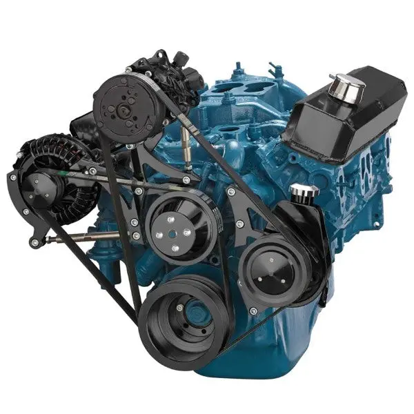 Chrysler Sb Compatible Front Accessory Drive - Dual-Belt Quick Serpentine With Alternator | Ac | Power Steering | Water Pump | Brackets And Bolts 1
