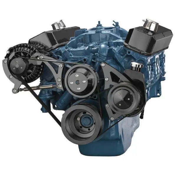 Chrysler Sb Compatible Front Accessory Drive - Dual-Belt Quick Serpentine With Alternator | Power Steering | Water Pump | Brackets And Bolts 1