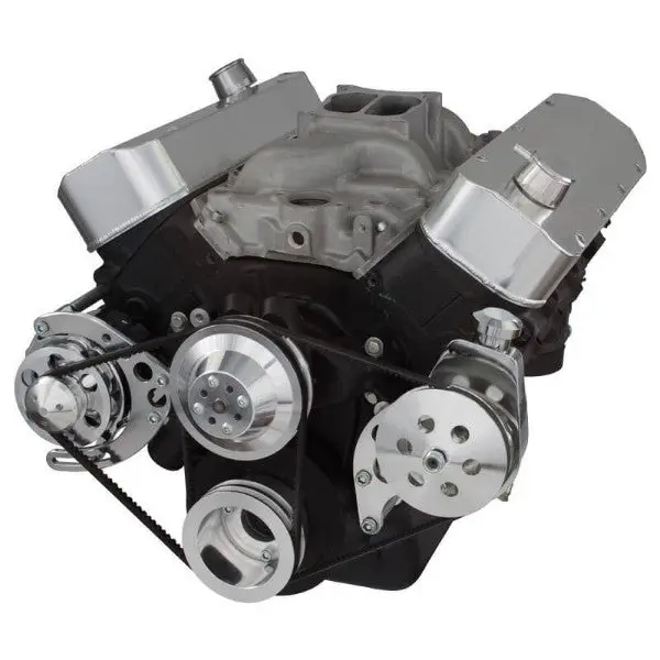 Gm Bb Standard Deck Compatible Front Accessory Drive - V-Belt With Alternator | Power Steering | Water Pump | Brackets And Bolts 1
