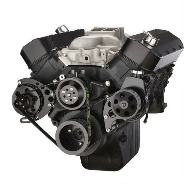 Gm Bb Tall Deck Compatible Front Accessory Drive - Dual-Belt Quick Serpentine With Alternator | Power Steering | Water Pump | Brackets And Bolts 1