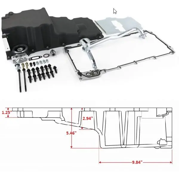 Gm Ls Swap Compatible Low Profile Rear Sump Oil Pan Kit - Black 1