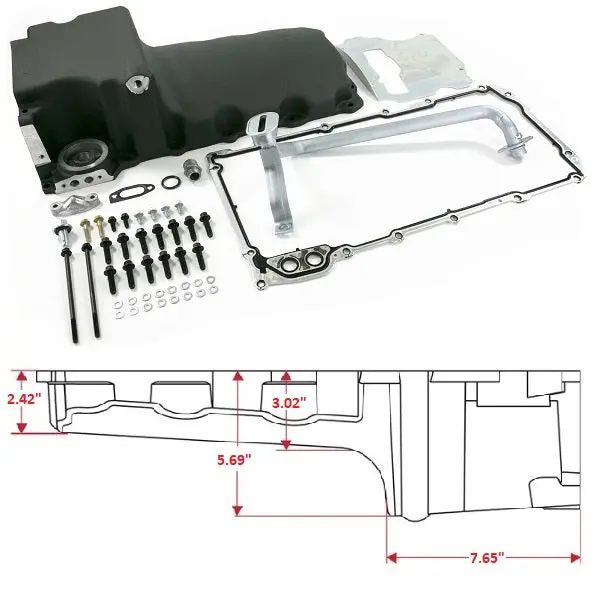 Gm Ls Swap Compatible Rear Sump Oil Pan Kit - Black 1