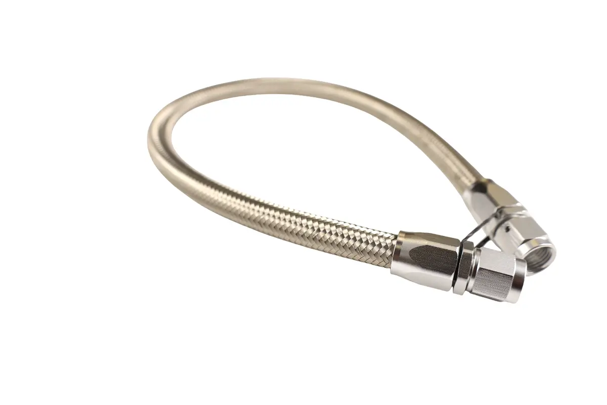 Carburetor To Pump Hose, Braided Stainless, Universal, 6An, 22-Inch, Assembled 1