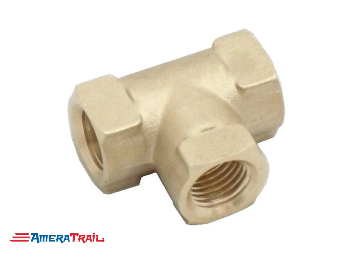 T Shaped 3/16" Female Brass Fitting - Compatible W/ Most Boat Trailer Brakes 1