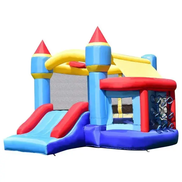 Castle Slide Inflatable Bounce House With Ball Pit And Basketball Hoop 1