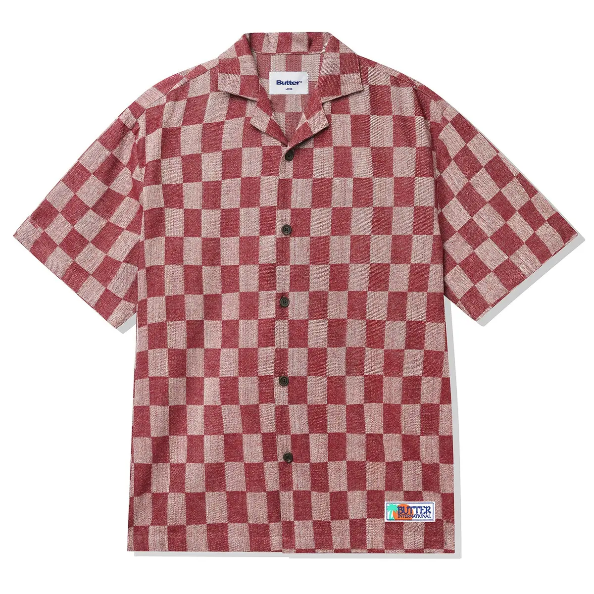 Butter Goods Checker Vacation Shirt Burgundy 1