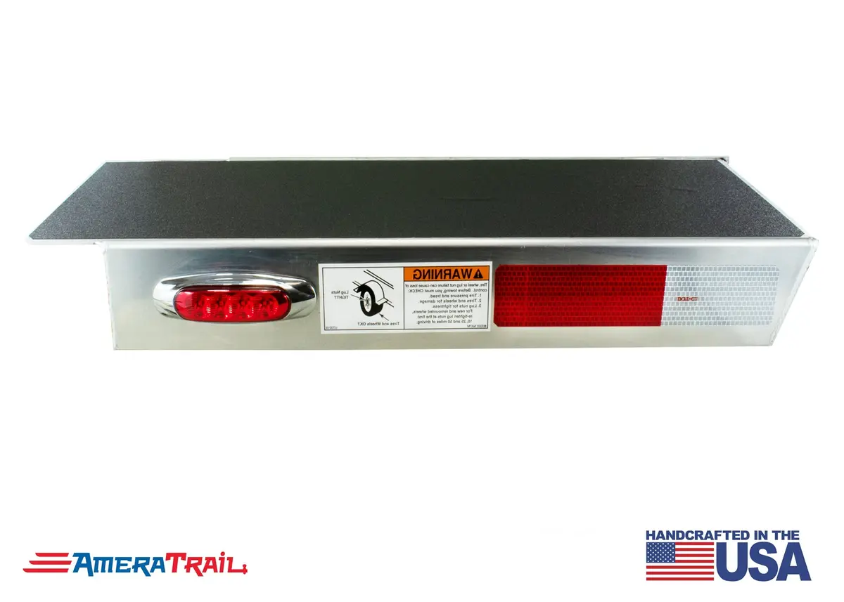 Deluxe Rear 22" / 28" Starboard Side Channel Trailer Step, Secures Fender, Includes Non-Skid Reflective Tape, And Led Light 1