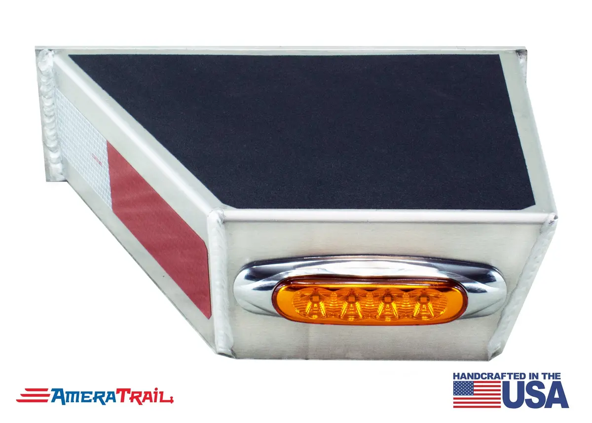 Deluxe Front Port Side Channel Trailer Step, Secures Fender, Includes Non-Skid Reflective Tape, And Led Light 1