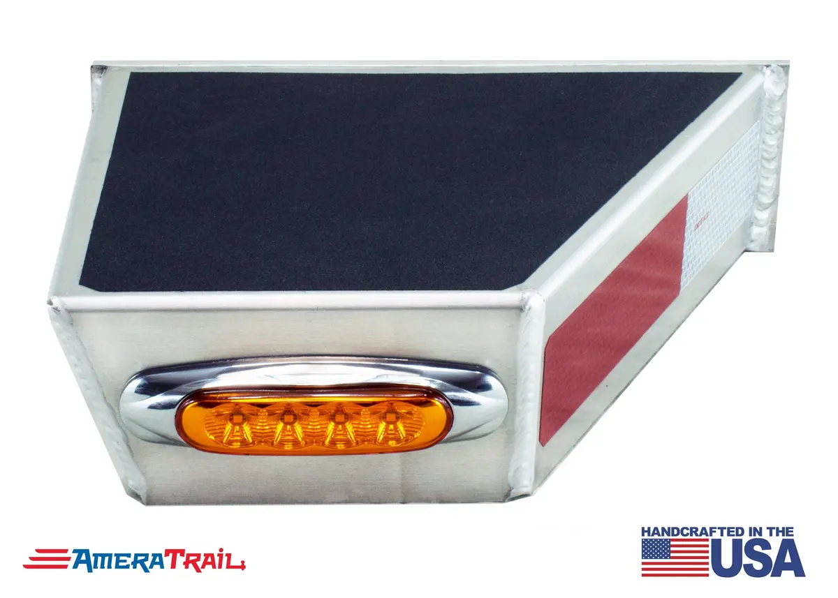Deluxe Front Starboard Side Channel Trailer Step, Secures Fender, Includes Non-Skid Reflective Tape, And Led Light 1