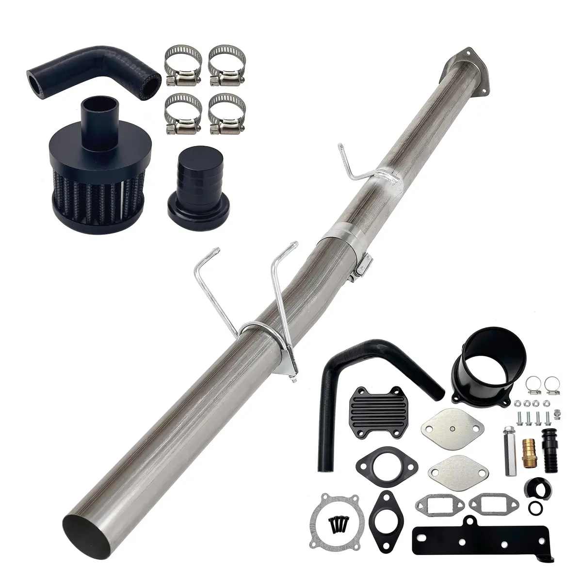 Trucktok 2013-2018 6.7L Ram 4" Dpf Delete Pipe & Ccv & Egr Delete Kit 1