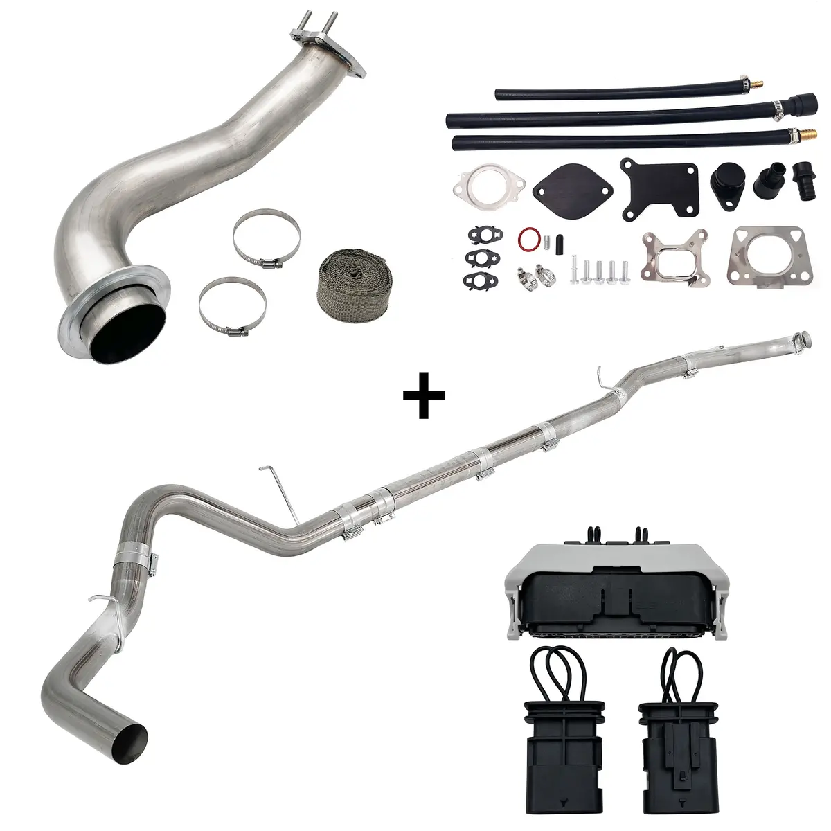 Trucktok 2020-2023 6.6L Duramax L5p 4" Dpf Delete Pipe & 3.5" Downpipe W/Egr Delete Kit 1