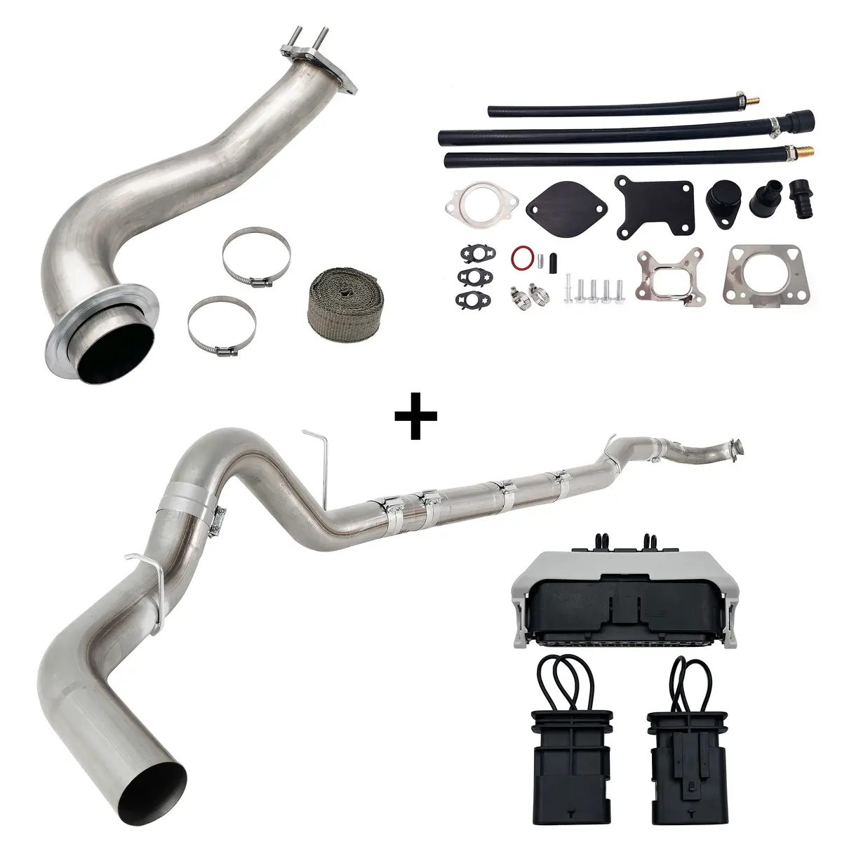 Trucktok 2020-2023 6.6L Duramax L5p 5" Dpf Delete Pipe & 3.5" Downpipe W/Egr Delete Kit 1