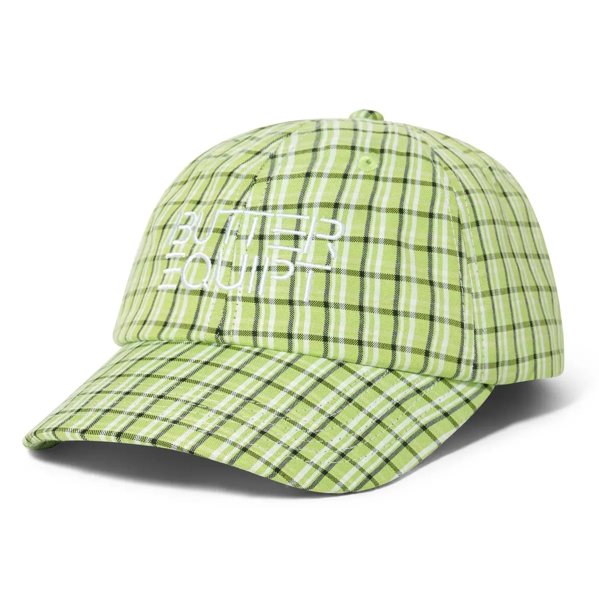 Butter Goods Equipt Plaid 6 Panel Cap Lime/Black 1