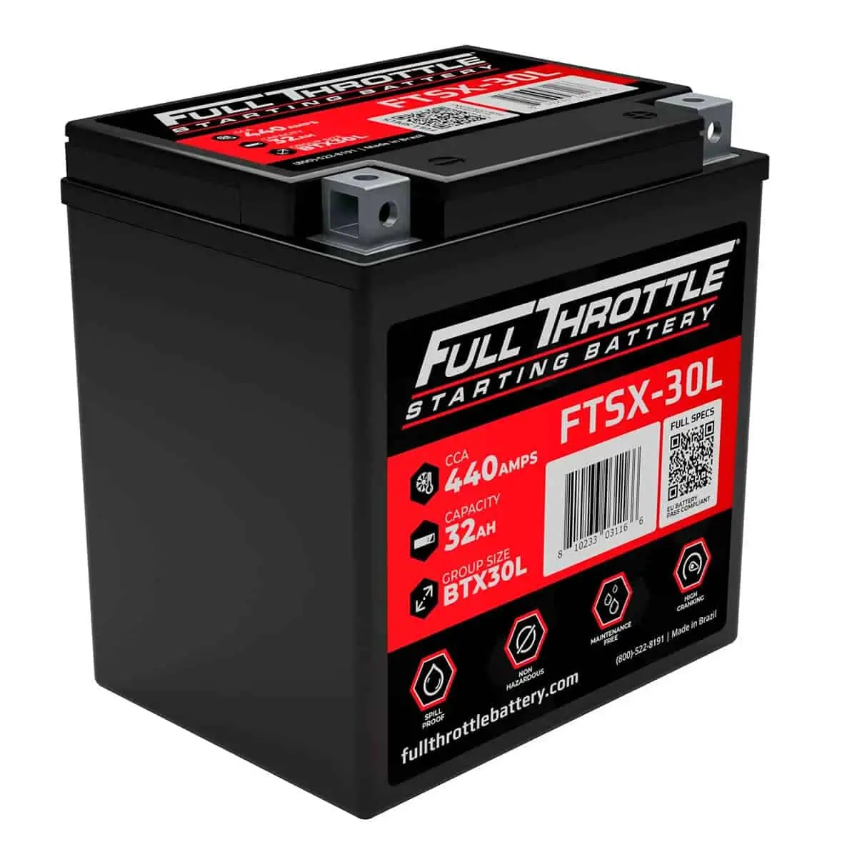 Ftsx-30L Battery By Full Throttle, Polaris Size 1