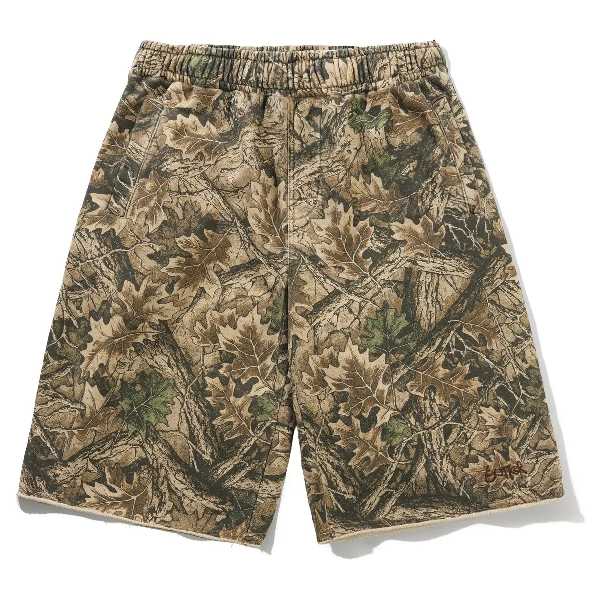 Butter Goods Fleece Shorts Forest Camo 1