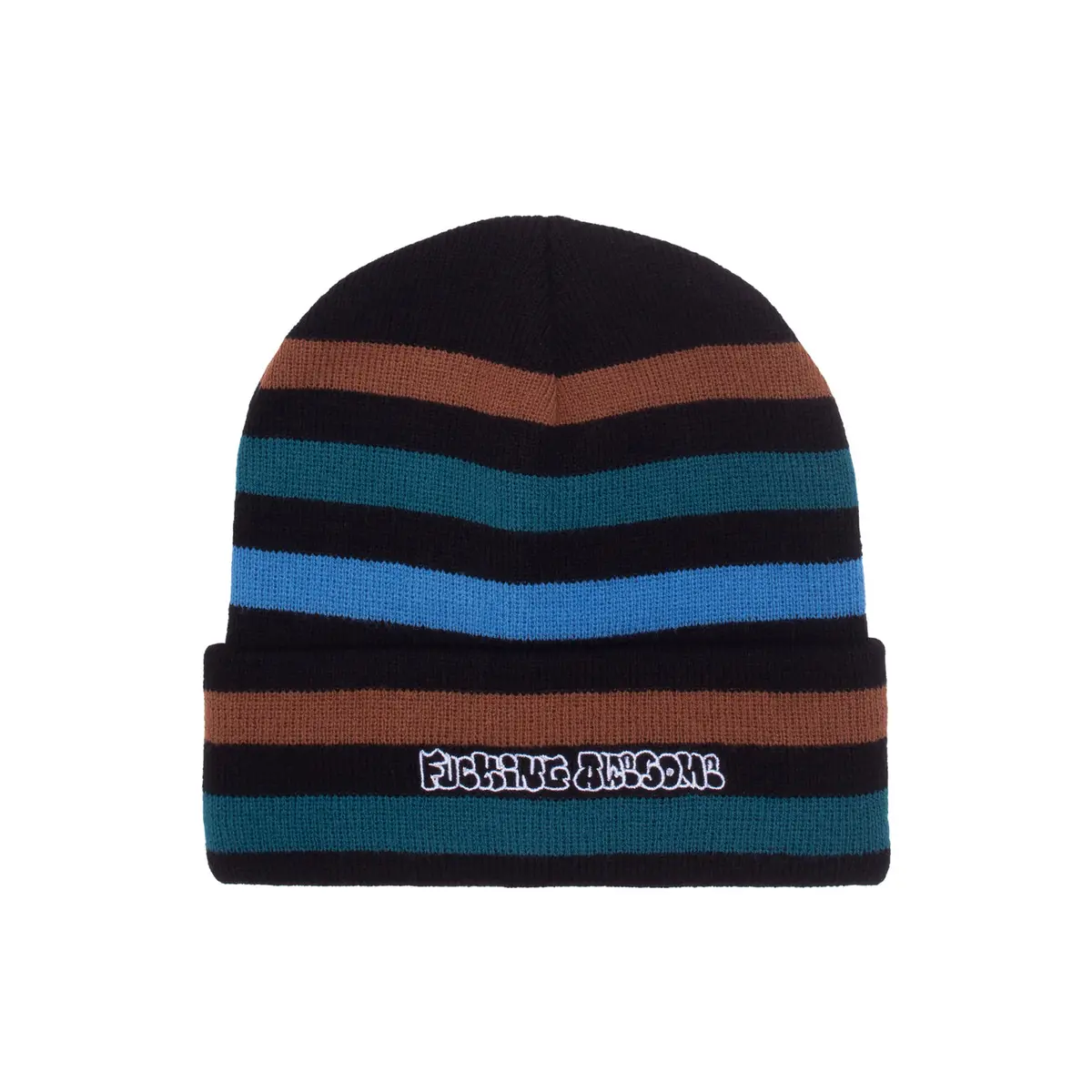 Fucking Awesome Wanto Striped Cuff Beanie Black 1