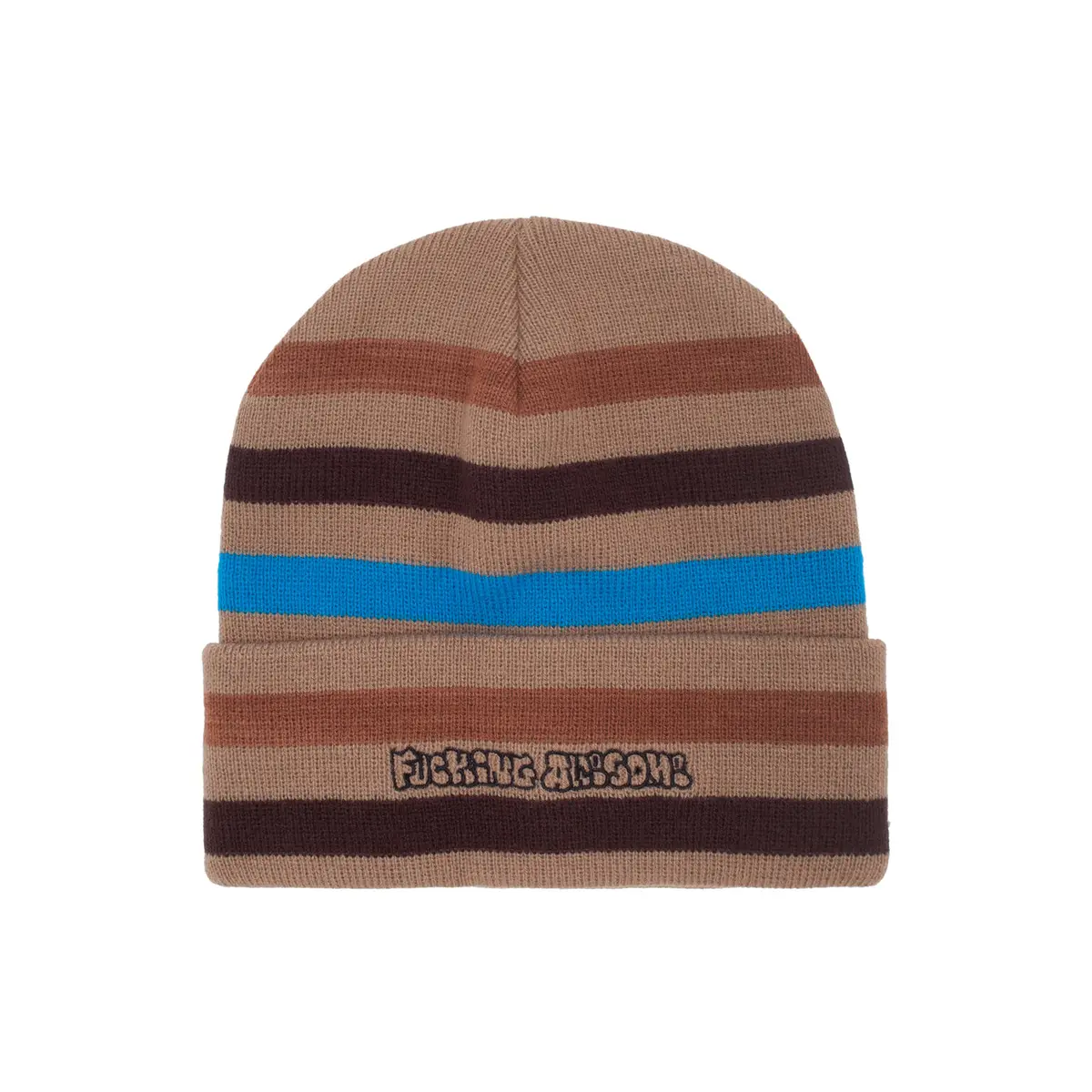 Fucking Awesome Wanto Striped Cuff Beanie Khaki 1