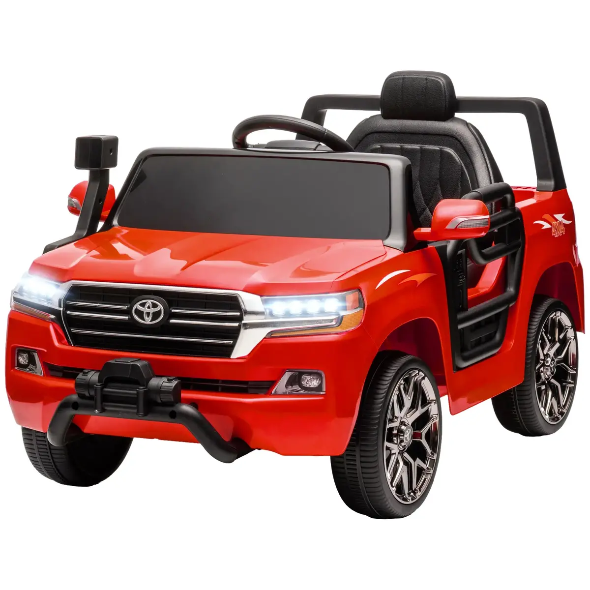 Qaba 12V Toyota Land Cruiser Licensed Kids Car W/ Remote Control, Four Wheel Spring Suspension, Soft Start, Led Light, Grey 1
