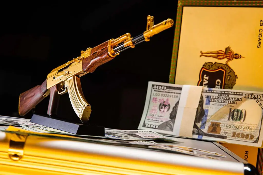 Goatguns Miniature Ak 47 Model Gold | 1:3 Scale Diecast Metal Build Kit 1