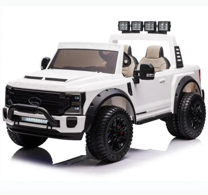 2 Seaters 24V Licensed Ford Super Duty F450 White Electric Kids' Ride On Car With Parental Remote Control Perfect Gift - Kids On Wheelz 1