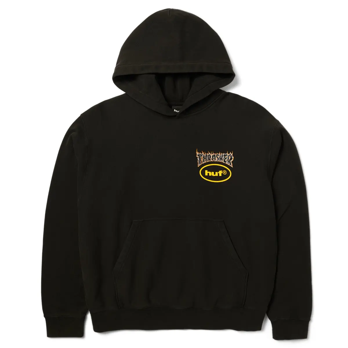 Huf X Thrasher Meltdown Heavy Hoodie Washed Black 1