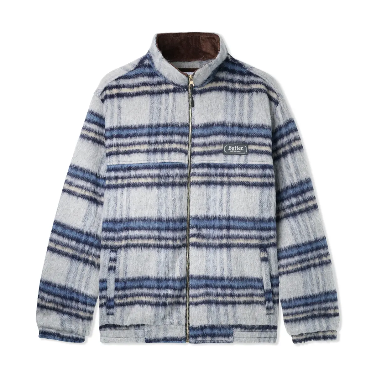 Butter Goods Hairy Plaid Lodge Jacket Navy 1