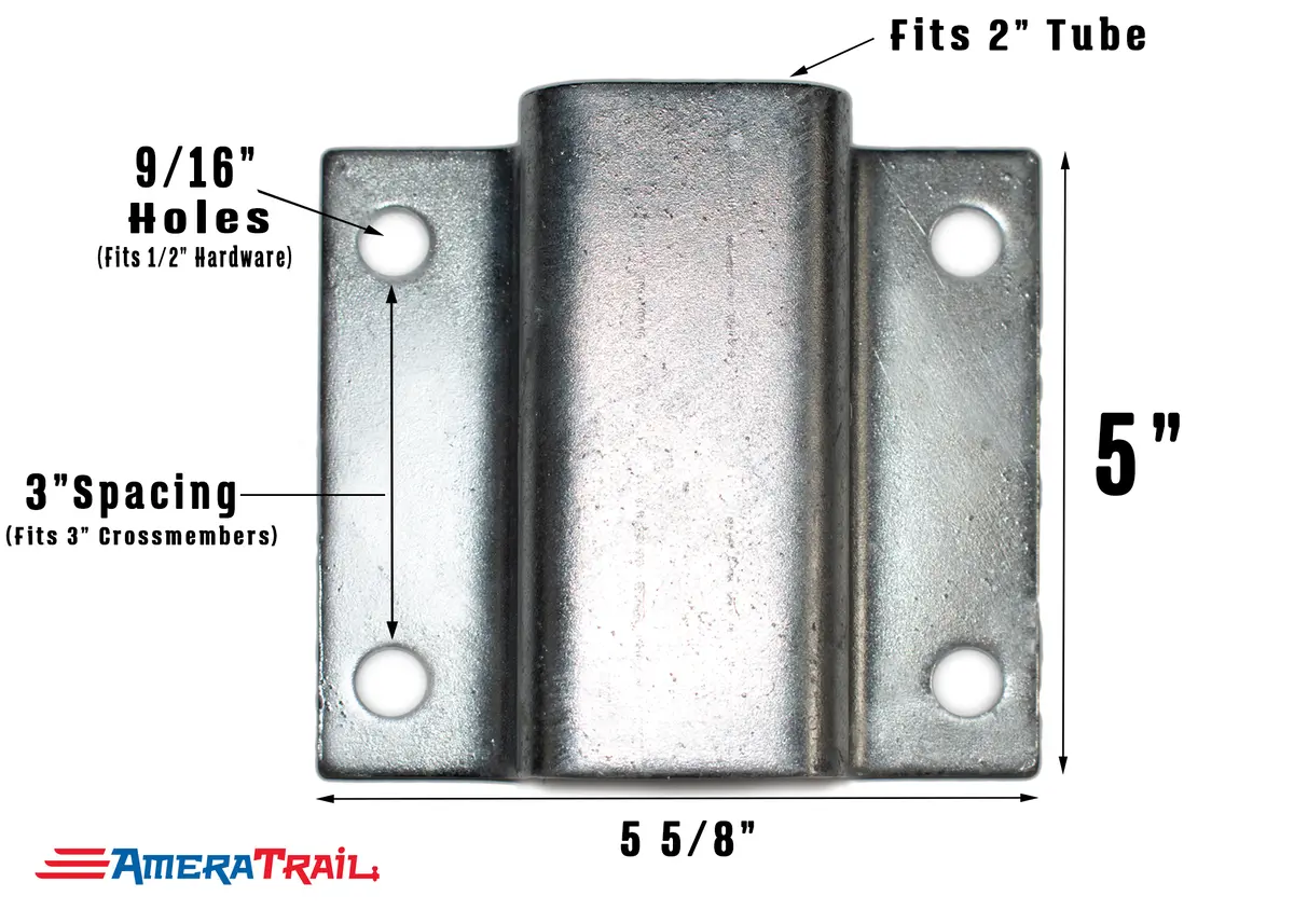 Heavy Duty Hat Bracket, Fits 3" Crossmembers - Hot Dipped Galvanized Finish 1