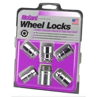 Chrome Cone Seat Wheel Lock Set (M12 X 1.5 Thread Size) - Set Of 5 Locks And 1 Key 1